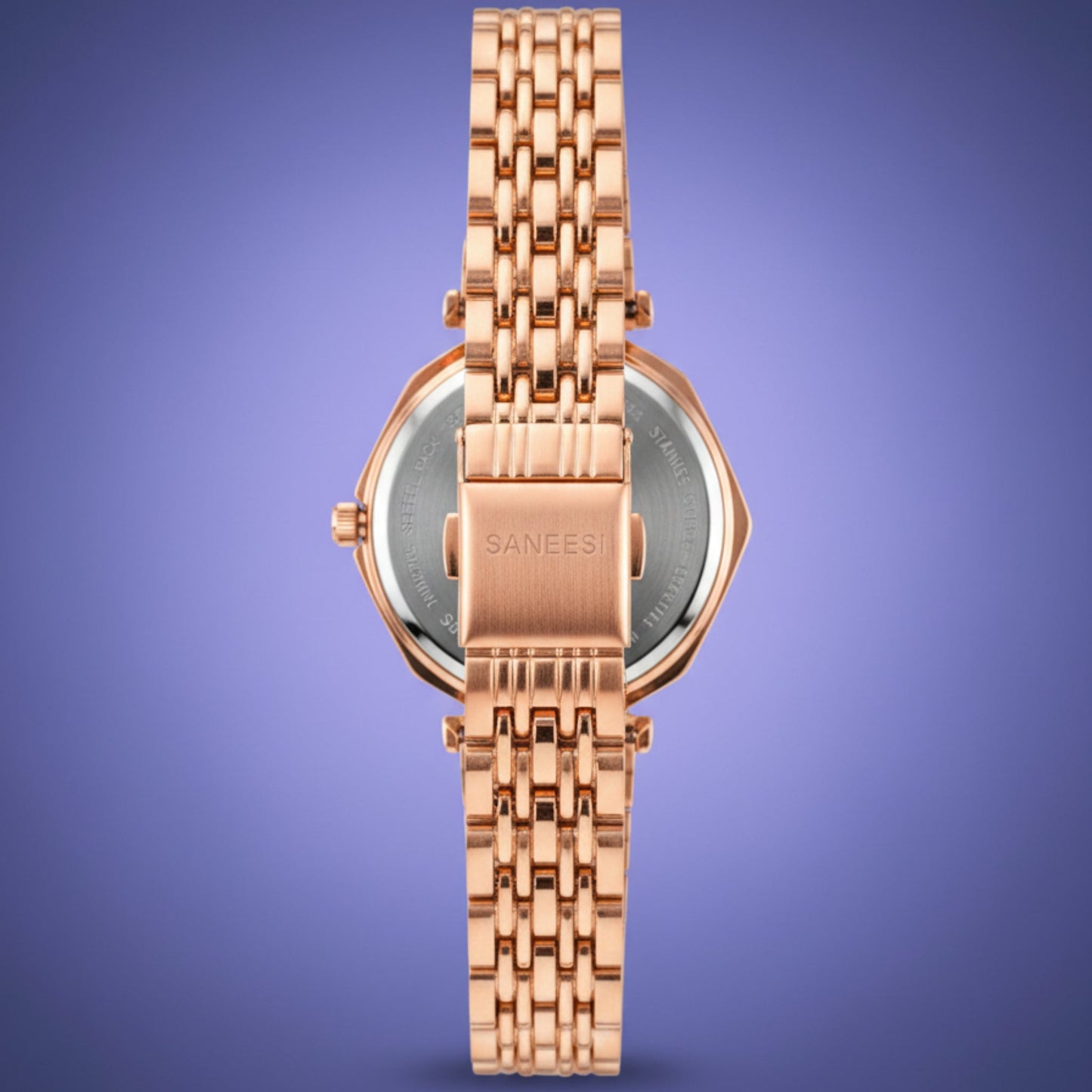 Saneesi Purple Dial Women’s Watch – Golden Luxury Design | Alpha Watches