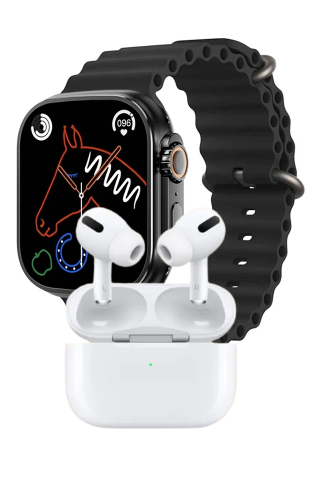 MK-S900 Smartwatch – AMOLED Display with 7 Straps &amp; Earbuds