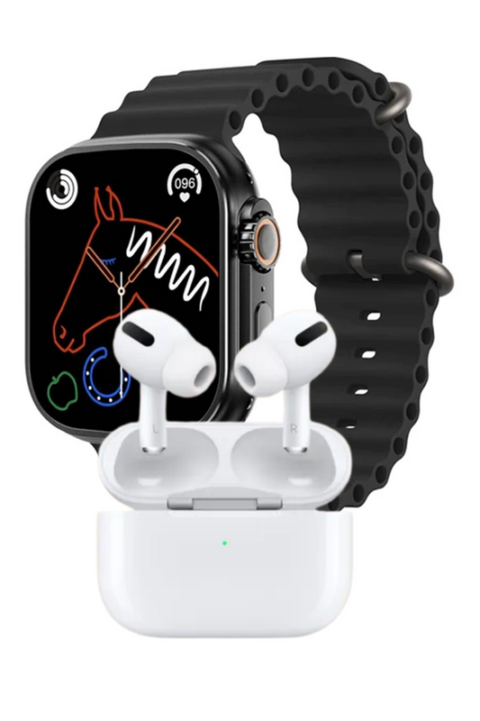 MK-S900 Smartwatch – AMOLED Display with 7 Straps &amp; Earbuds