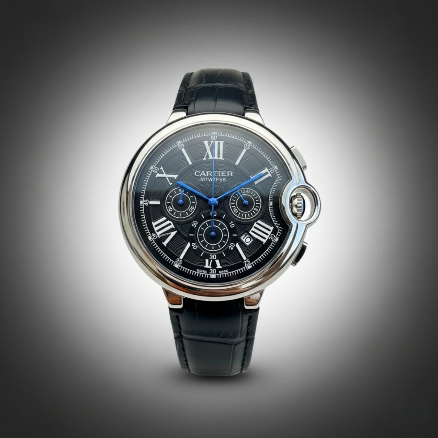 Alpha Chrono Black – Classic Leather Watch