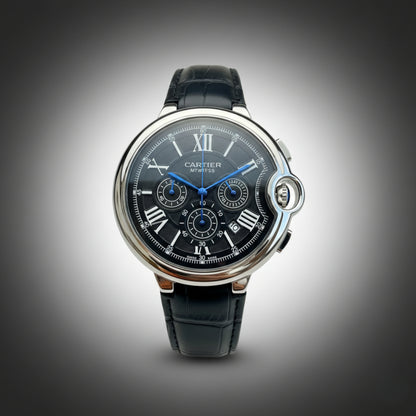 Alpha Chrono Black – Classic Leather Watch