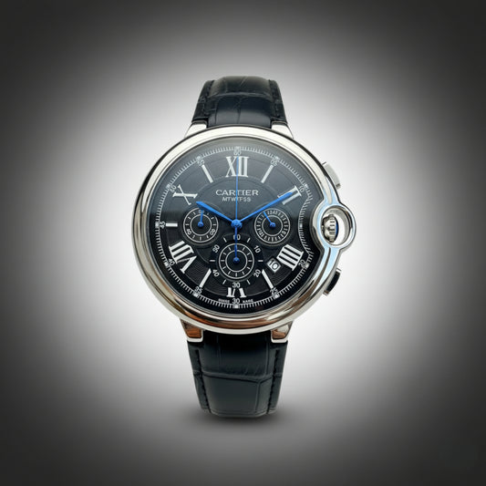 Alpha Chrono Black – Classic Leather Watch