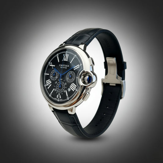 Alpha Chrono Black – Classic Leather Watch