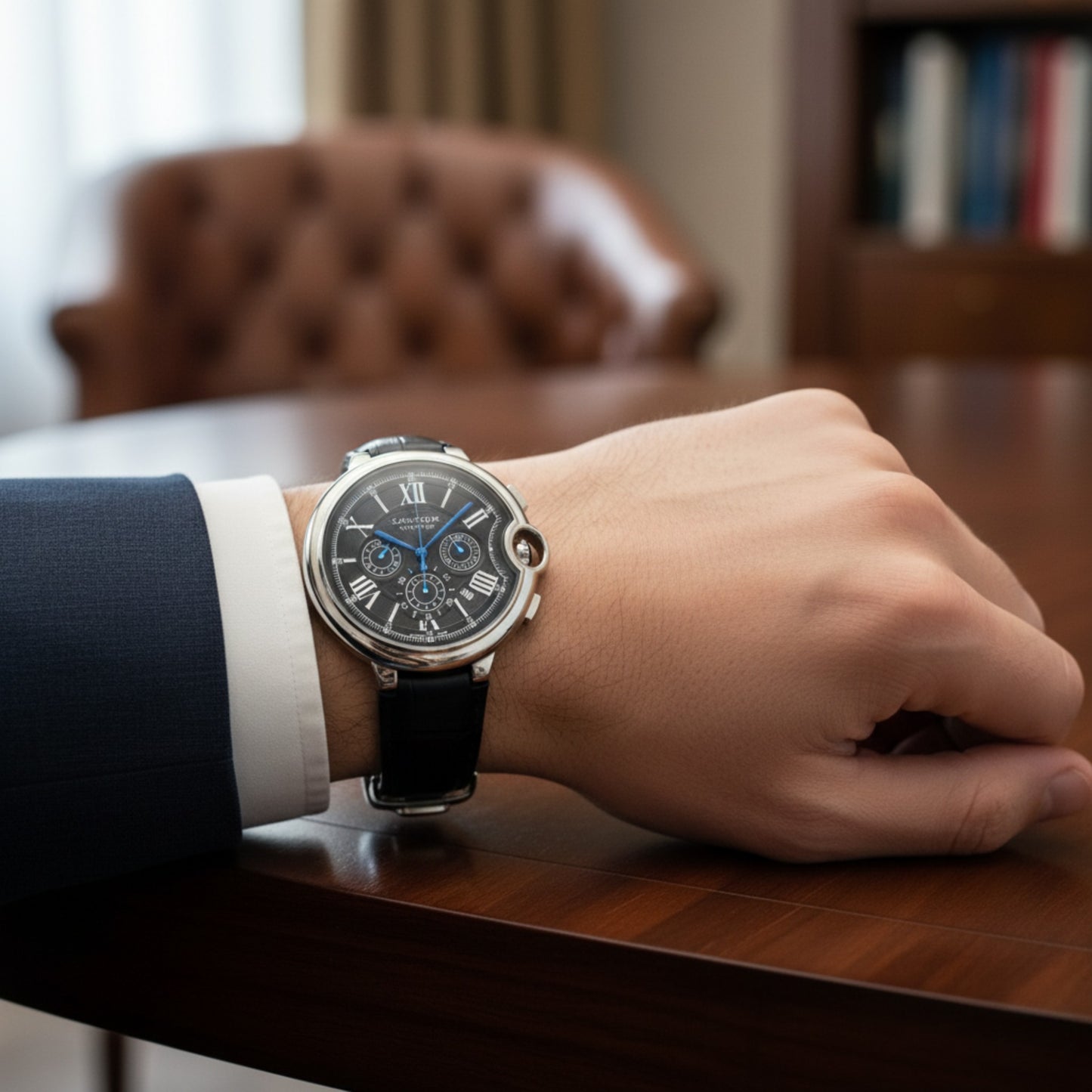 Alpha Chrono Black – Classic Leather Watch