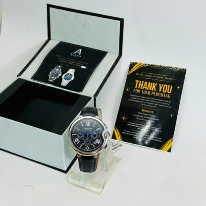 Alpha Chrono Black – Classic Leather Watch