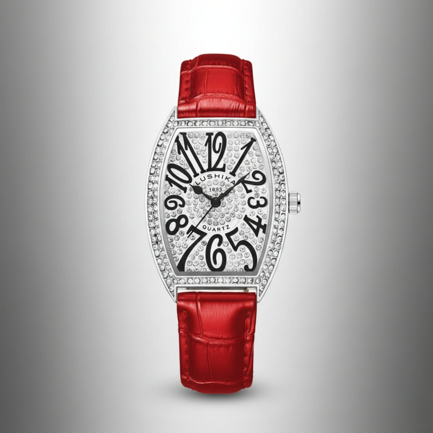 Luxury-Inspired Lushika Diamond Dial Women's Watch | Alpha Watches | Black , Red , Blue and Green Straps