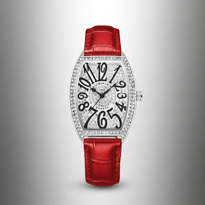 Luxury-Inspired Lushika Diamond Dial Women's Watch | Alpha Watches | Black , Red , Blue and Green Straps