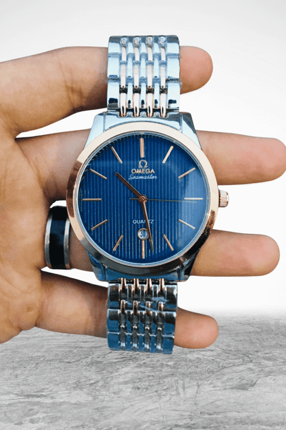 Omega Seamaster Quartz – Luxury Two-Tone Watch for Men | Black Dial &amp; Stainless Steel Bracelet