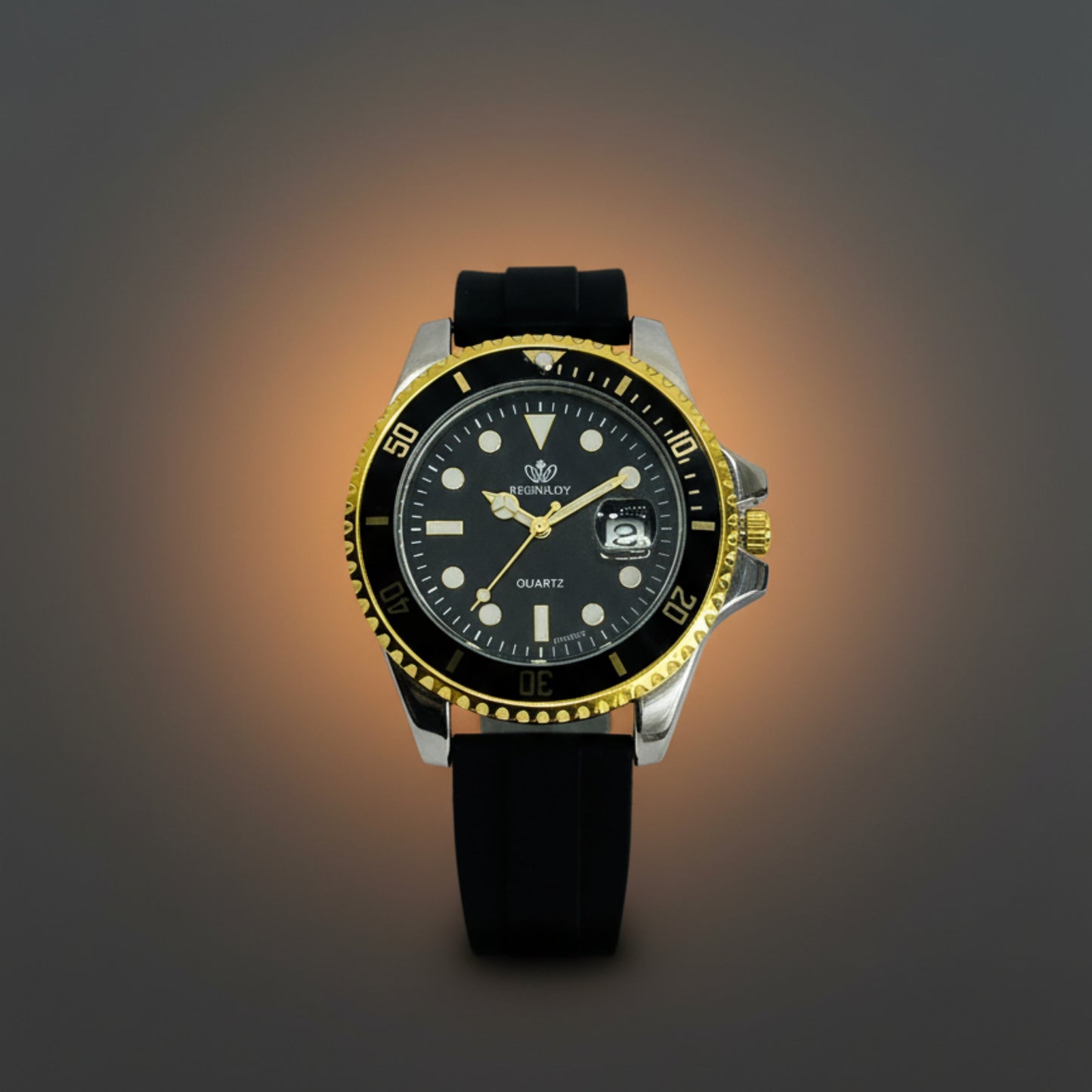 Rinnady Rotating Bezel Men’s Watch – Black & Gold Edition