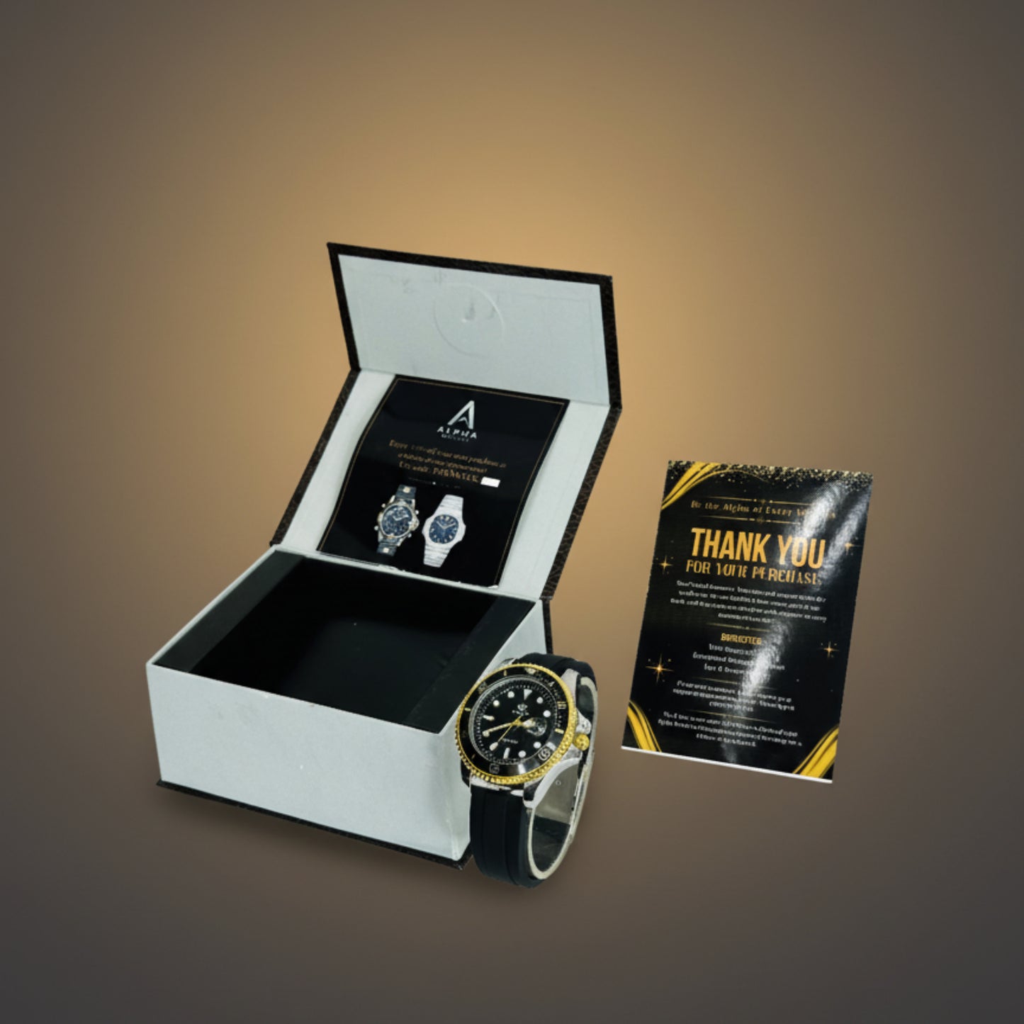 Rinnady Rotating Bezel Men’s Watch – Black & Gold Edition