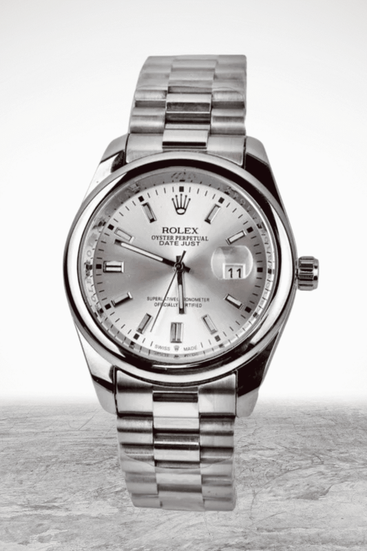Alpha Prestige Silver Steel – Best Stainless Steel Watch for Men | Date Display & Luxury Design