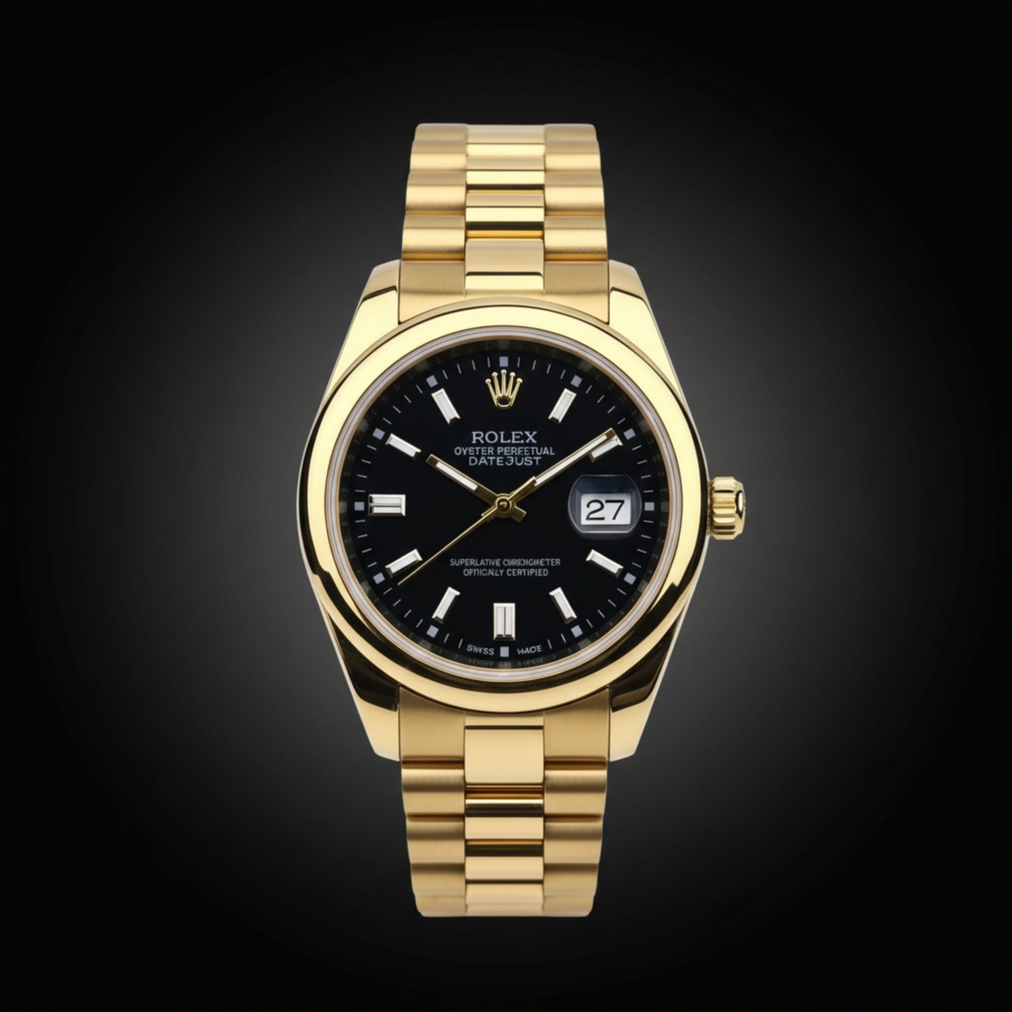 Alpha Signature Gold – Black Dial Luxury Stainless Steel Watch