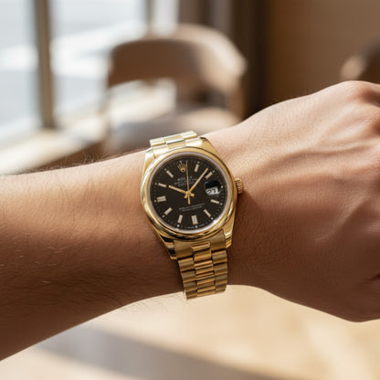 Alpha Signature Gold – Black Dial Luxury Stainless Steel Watch