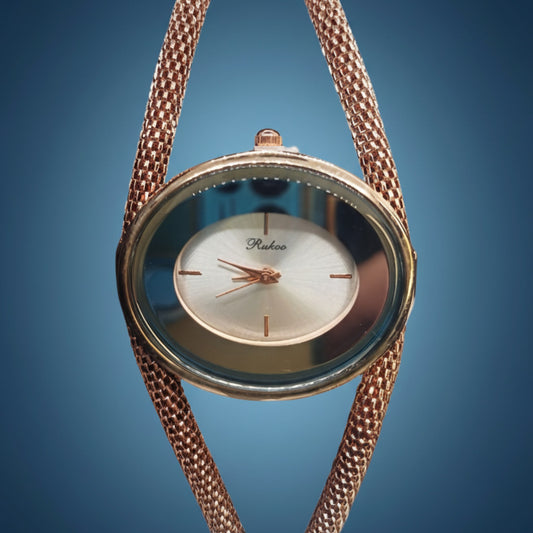 Rukoo Women’s Rose Gold Mesh Bracelet Watch