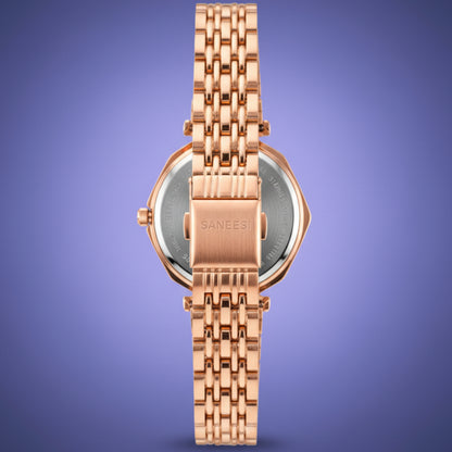 Saneesi Purple Dial Women’s Watch – Golden Luxury Design | Alpha Watches