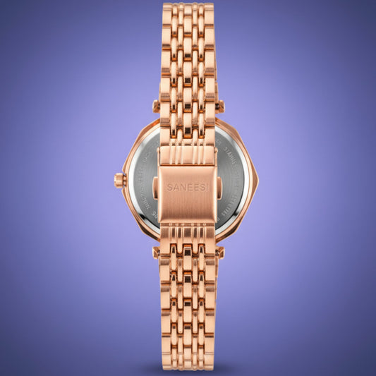 Saneesi Purple Dial Women’s Watch – Golden Luxury Design | Alpha Watches