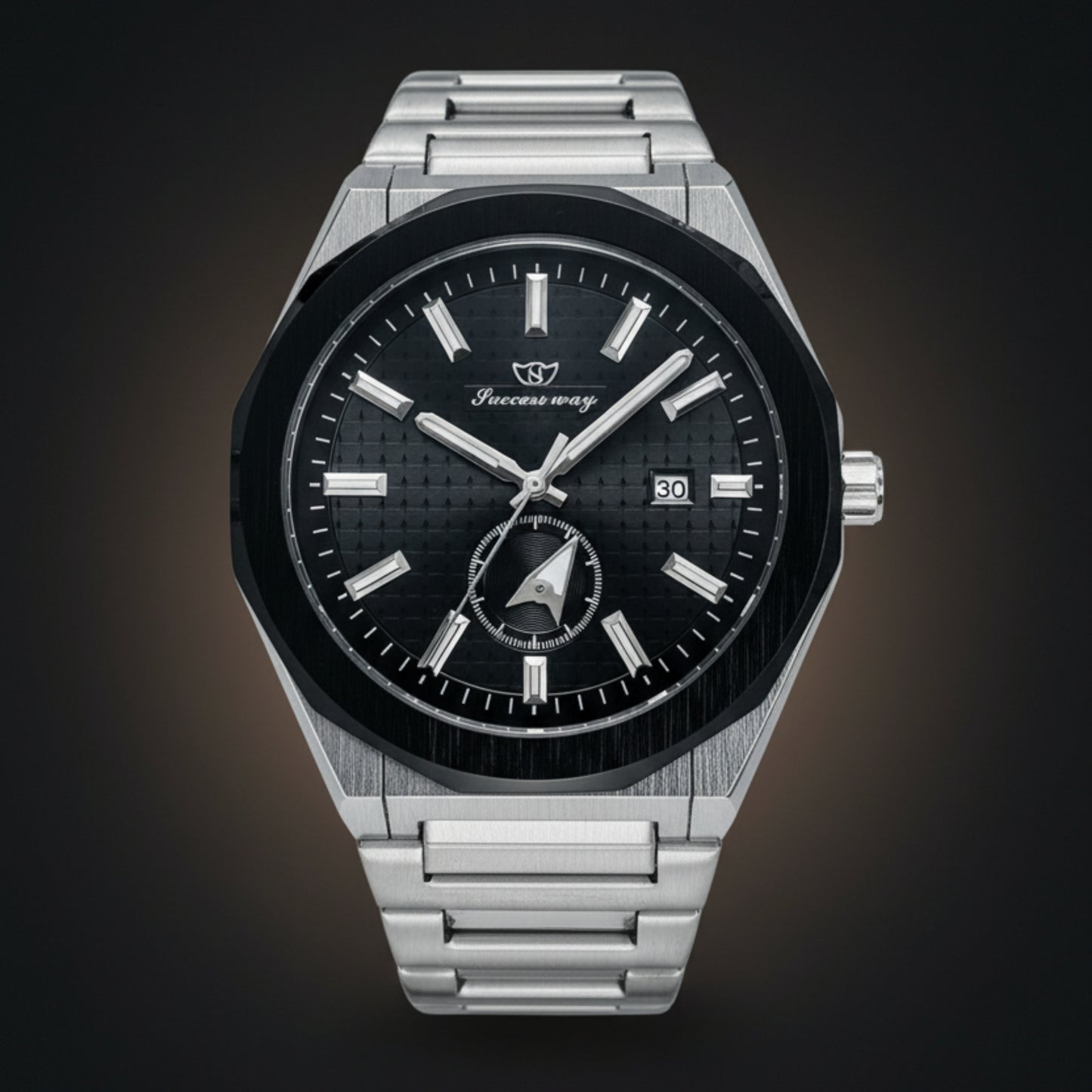 SuccessWay Classic Men’s Watch – Black Dial & Silver Body