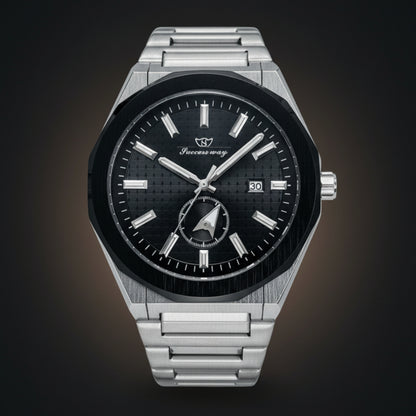 SuccessWay Classic Men’s Watch – Black Dial & Silver Body