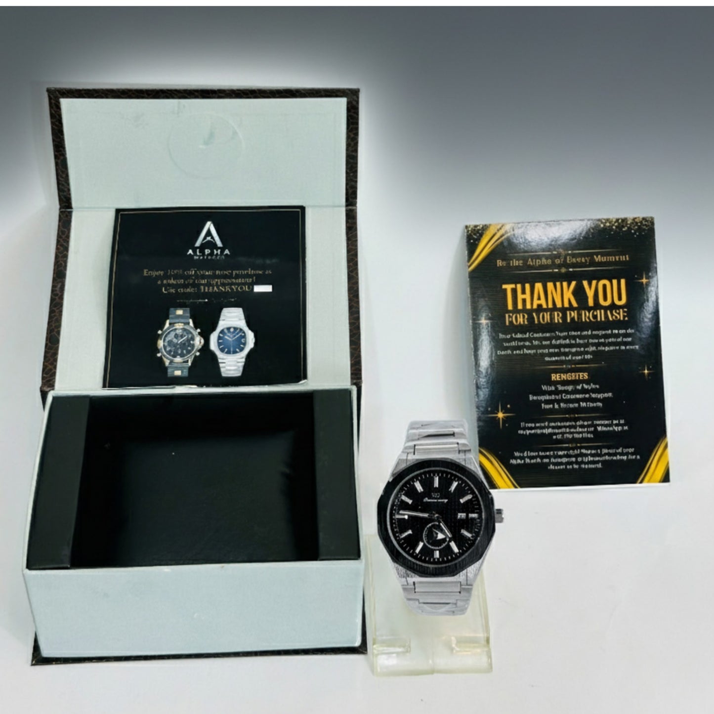 SuccessWay Classic Men’s Watch – Black Dial & Silver Body