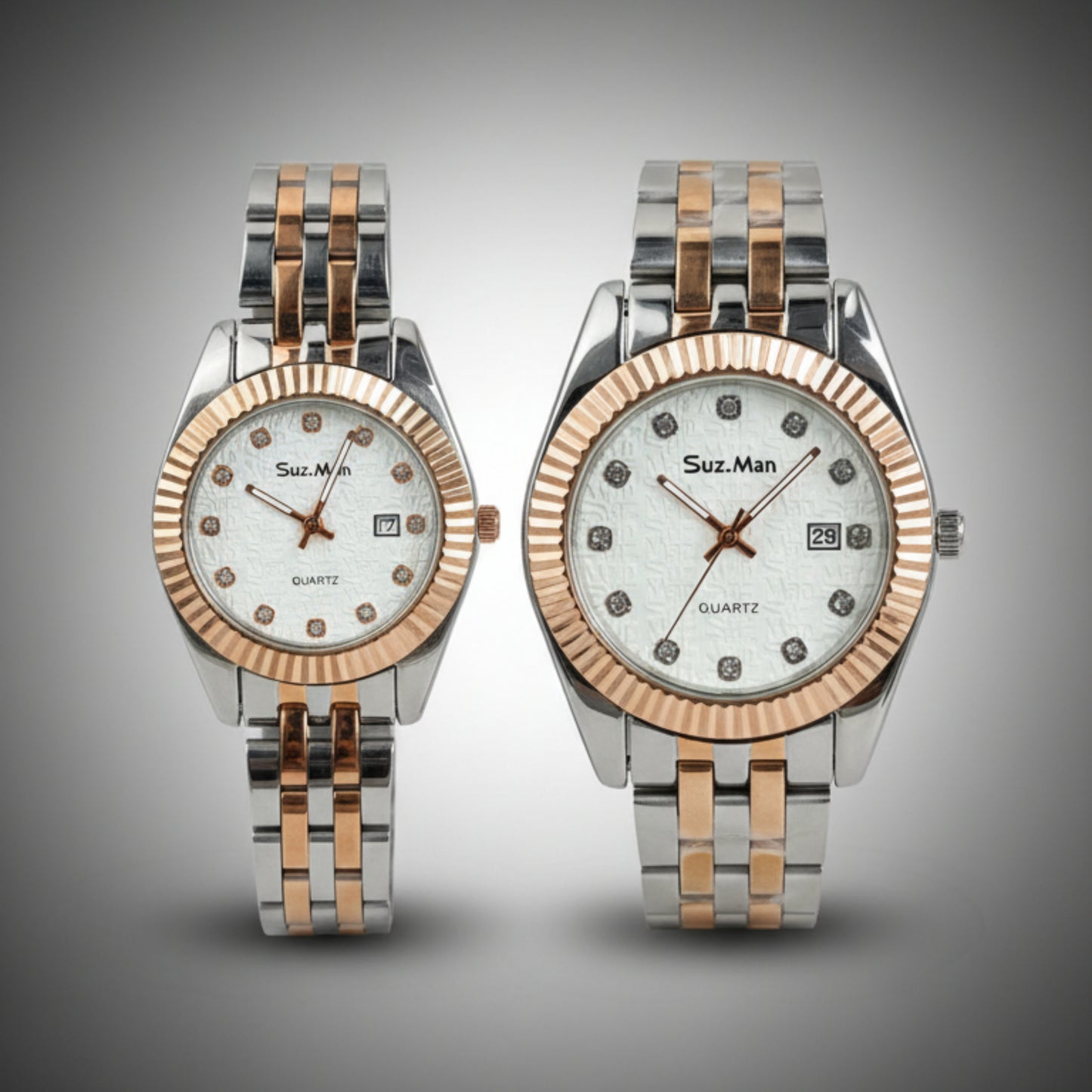 Suz.Man Couple Watch | Elegant Rose Gold & Silver Matching Set – Alpha Watches
