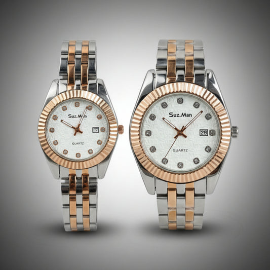 Suz.Man Couple Watch | Elegant Rose Gold & Silver Matching Set – Alpha Watches