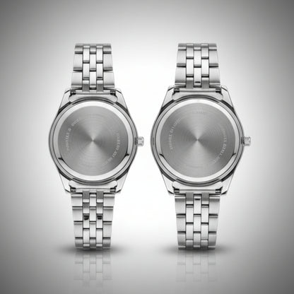 Suz.Man Couple Watch | Black Dial Silver Luxury Set – Alpha Watches