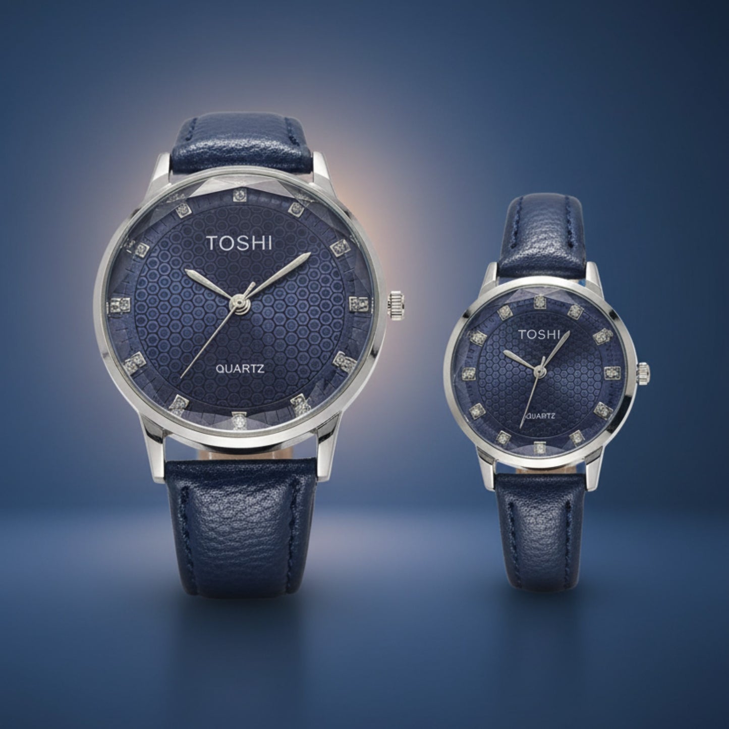 Toshi Couple Watch | Blue Dial Matching Luxury Set – Alpha Watches