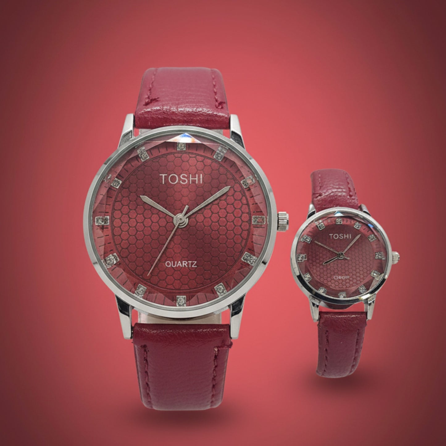 Toshi Couple Watch | Red Luxury Couple Set – Alpha Watches