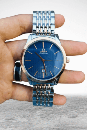 Omega Seamaster Quartz – Luxury Two-Tone Watch for Men | Black Dial & Stainless Steel Bracelet