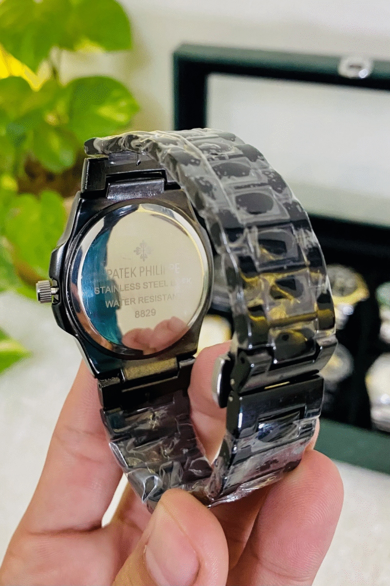 Patek Philippe-Inspired Nautilus Luxury Watch - Stainless Steel Strap - Black | Alpha Watches - Image 3
