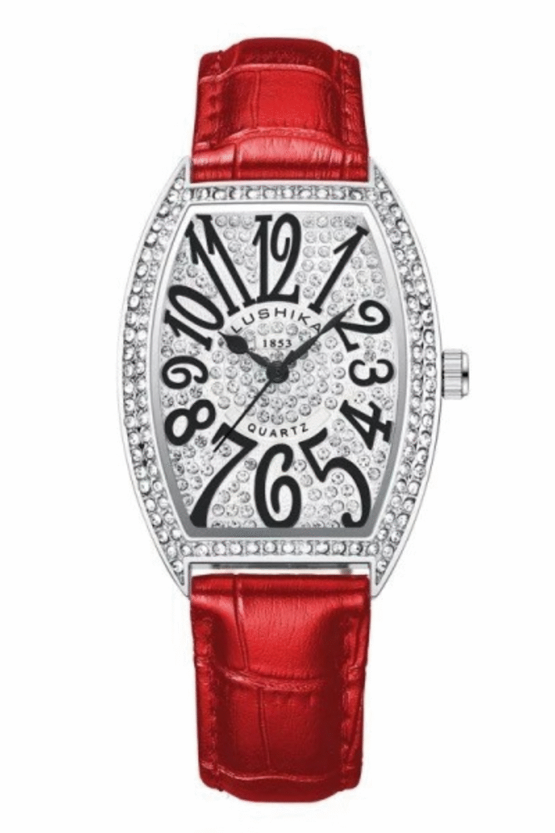 Luxury-Inspired Lushika Diamond Dial Women's Watch | Alpha Watches | Black , Red , Blue and Green Straps
