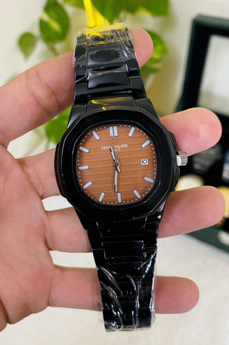 Patek Philippe-Inspired Nautilus Luxury Watch - Stainless Steel Strap - Black | Alpha Watches - Image 2