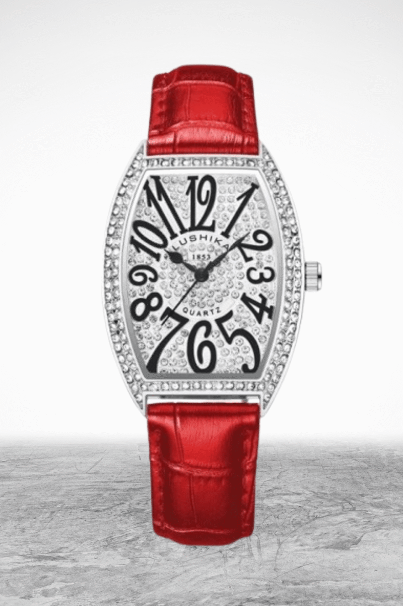 Luxury-Inspired Lushika Diamond Dial Women's Watch | Alpha Watches | Black , Red , Blue and Green Straps - Image 2