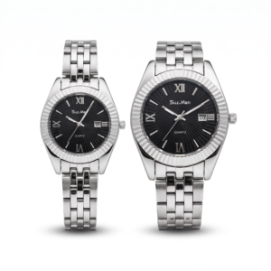 Alpha Watches matching couple watches on clean white background