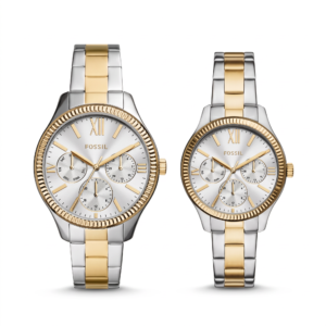 Alpha Watches two tone couple chronograph watches on clean white background